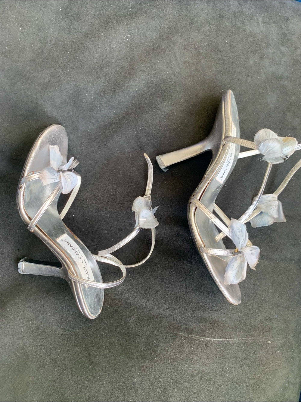 Floral Silver Strappy High-Heel Sandals - Women